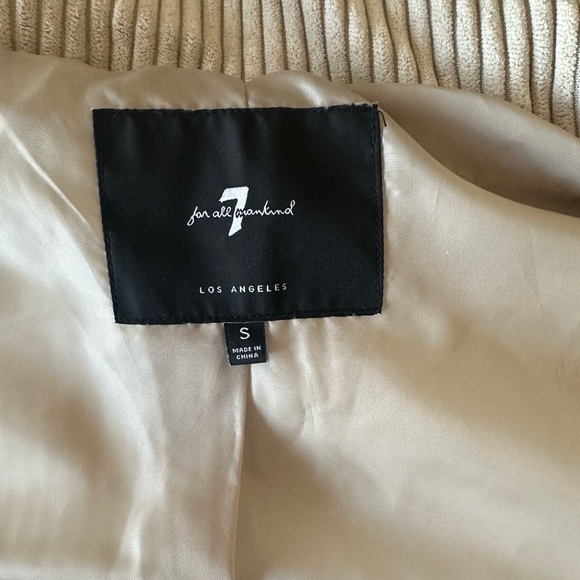 7 For All Mankind Corduroy Puffer Vest Women’s Small Neutral Tan Quilted - Picture 3 of 8